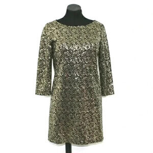 Tahari Black w/ gold sequin sheath dress